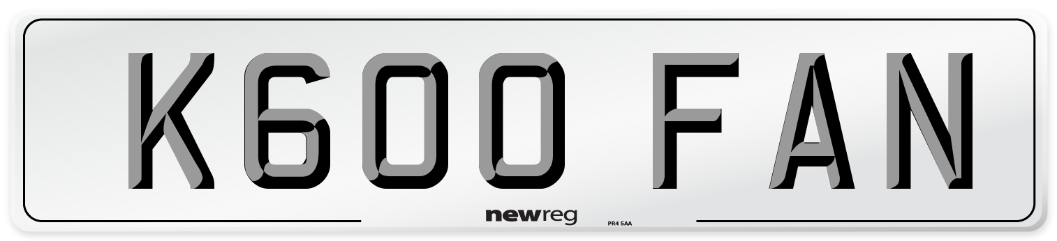 K600 FAN Number Plate from New Reg